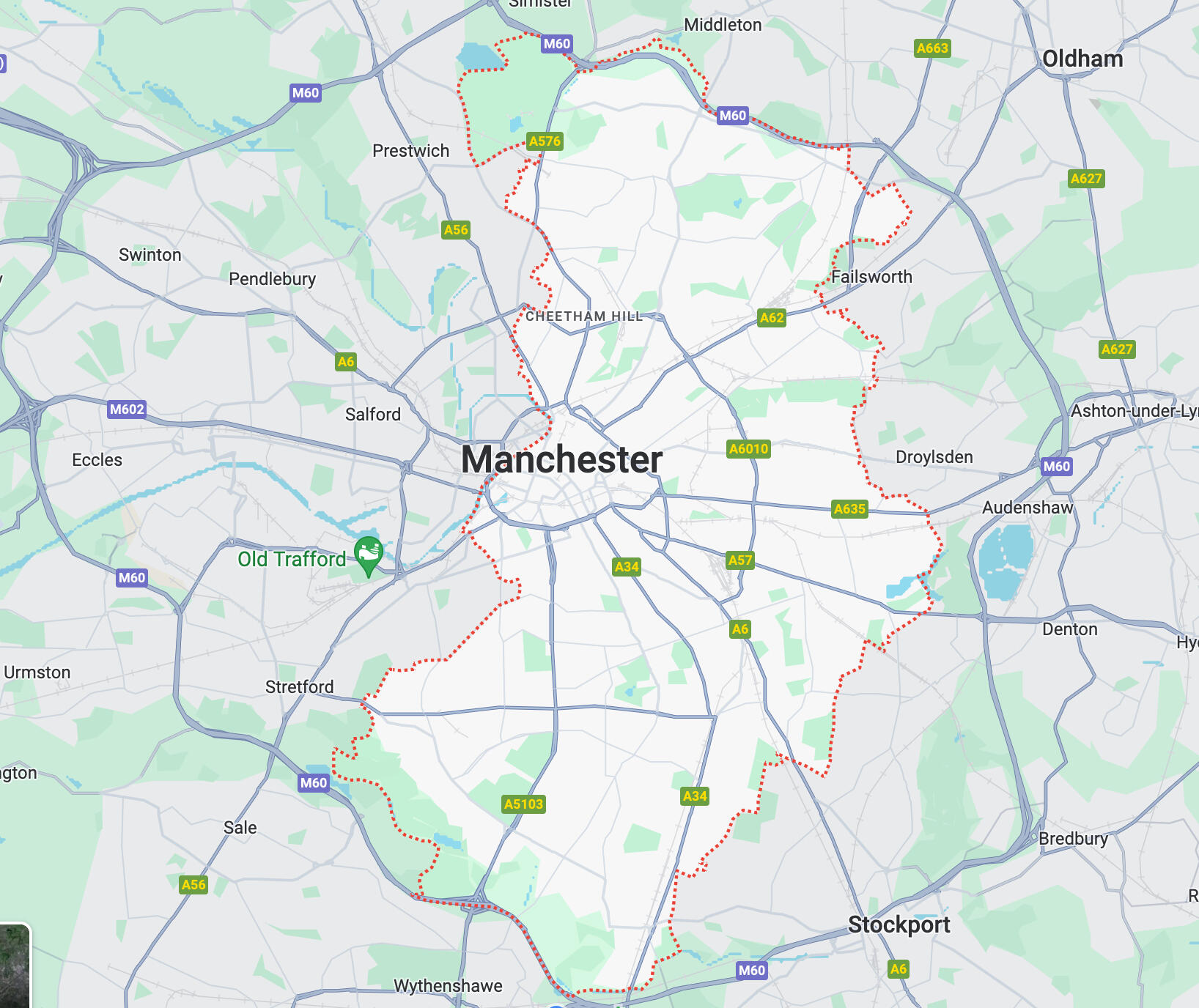 We cover these areas over Manchester